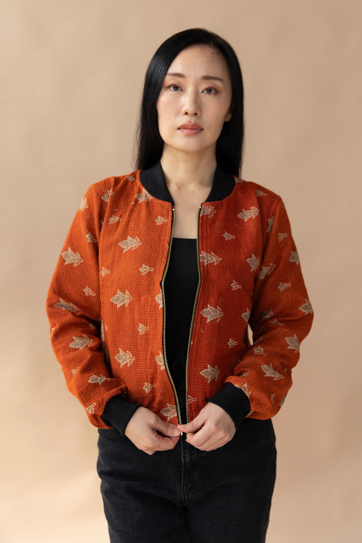 Layla Reversible Kantha Bomber - XS — front