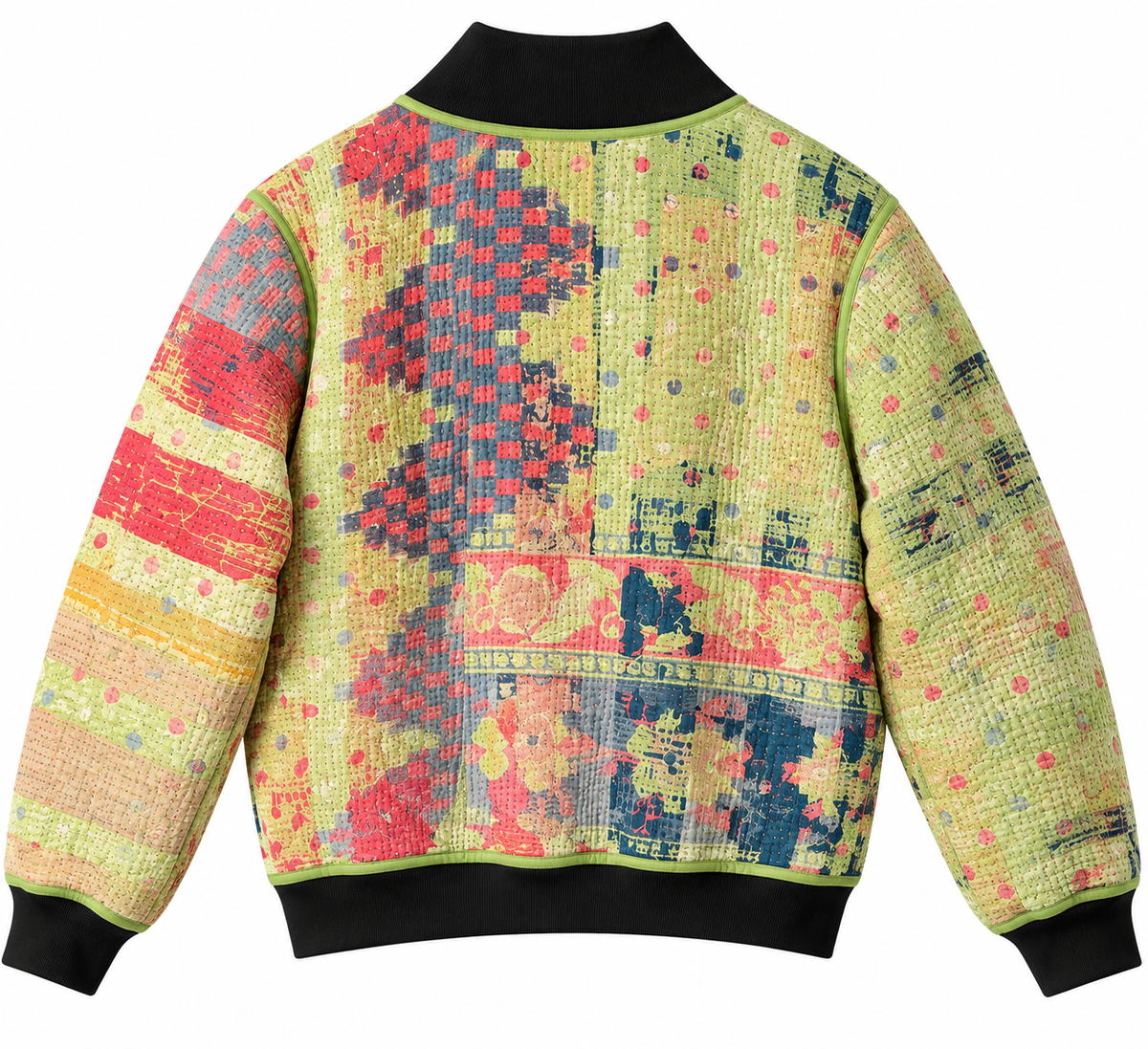 Leena Reversible Kantha Bomber - XL — Reversible side - Back