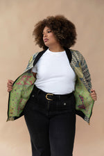 Leena Reversible Kantha Bomber - XL — reversible side, front 2