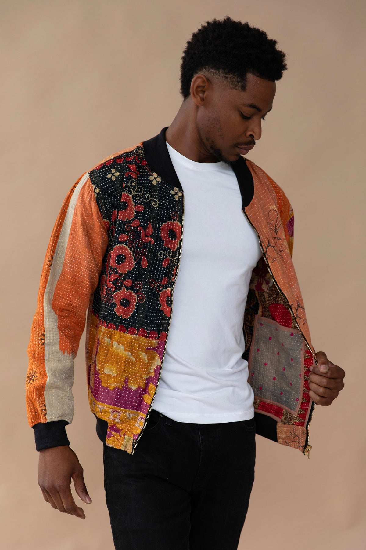 MEN'S Reversible Kantha Bomber - Aariz - S — back