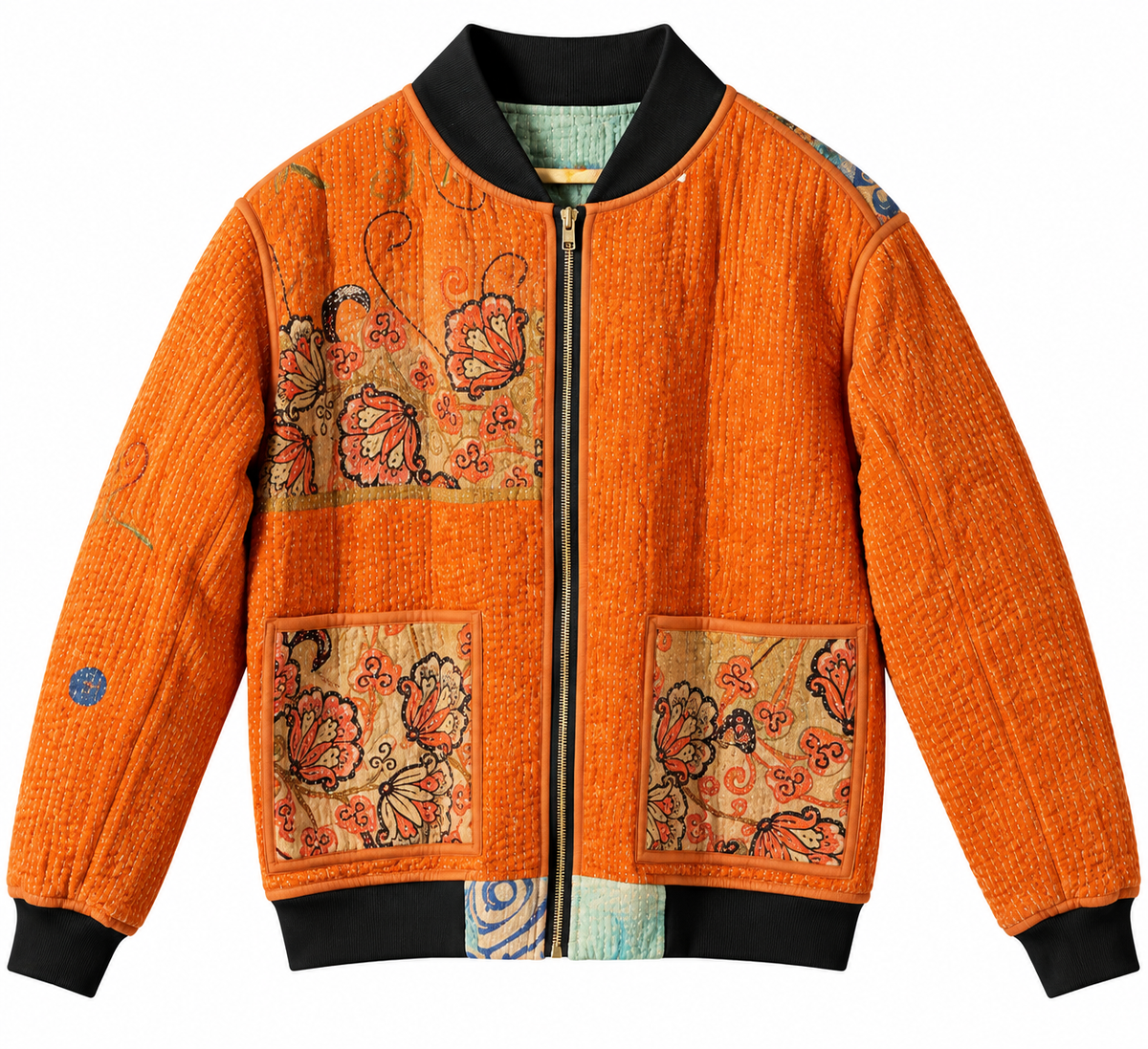 MEN'S Reversible Kantha Bomber - Adil - M — reversible side, back