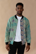 MEN'S Reversible Kantha Bomber - Adil - M — reversible side, front 2