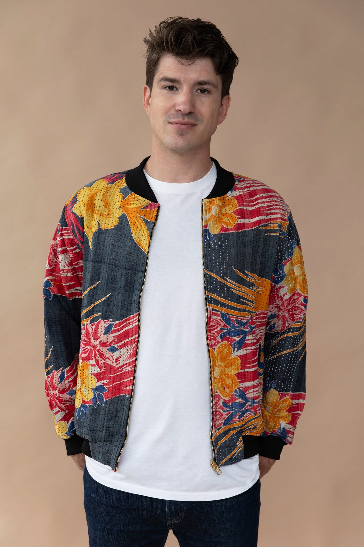 MEN'S Reversible Kantha Bomber - Danish - M — front