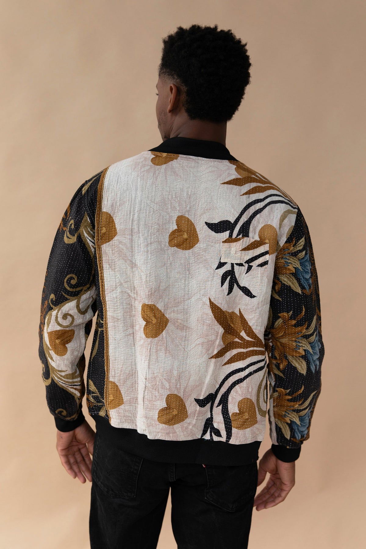 MEN'S Reversible Kantha Bomber - Dev - M — reversible side, back