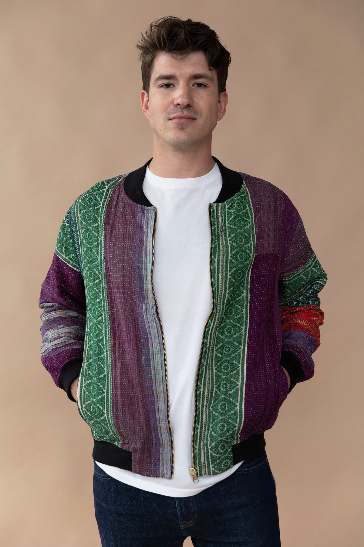 MEN'S Reversible Kantha Bomber - Hamza - L — front