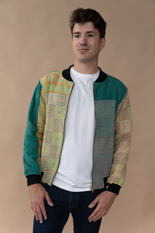 MEN'S Reversible Kantha Bomber - Kamal - M — front