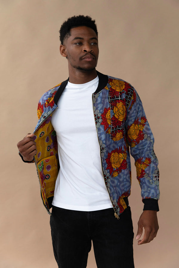 MEN'S Reversible Kantha Bomber - Vikram - S — front
