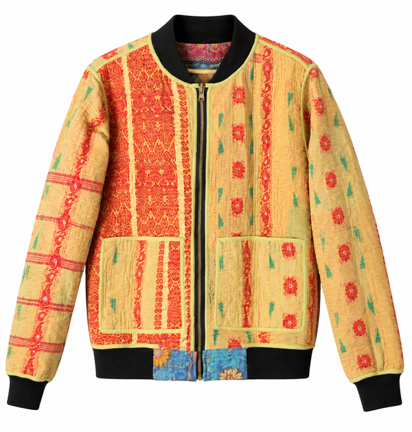 MEN'S Reversible Kantha Bomber - Zain - XS — reversible side, front