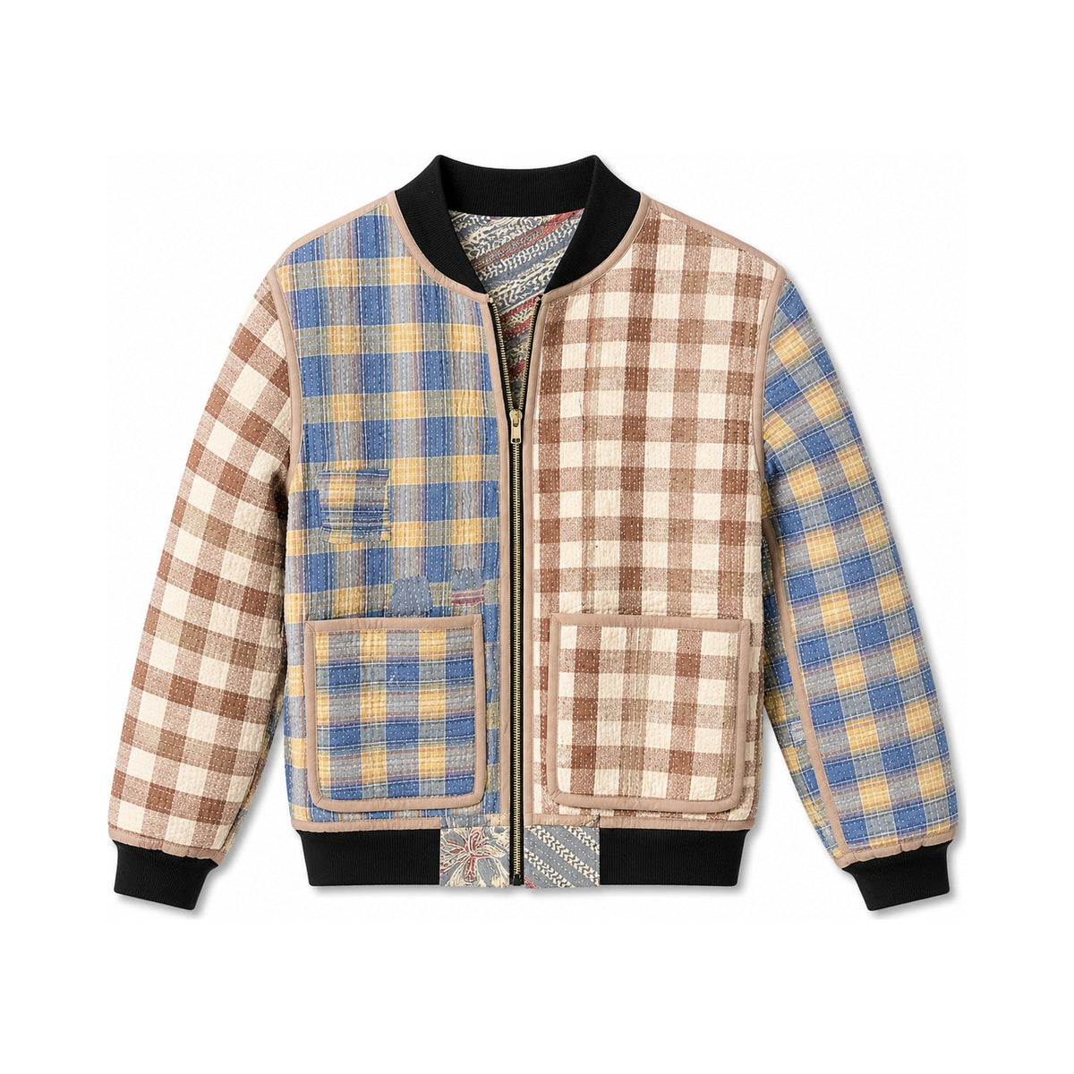 MEN'S Reversible Kantha Bomber - Munir - S — main side front, flat product shot on white
