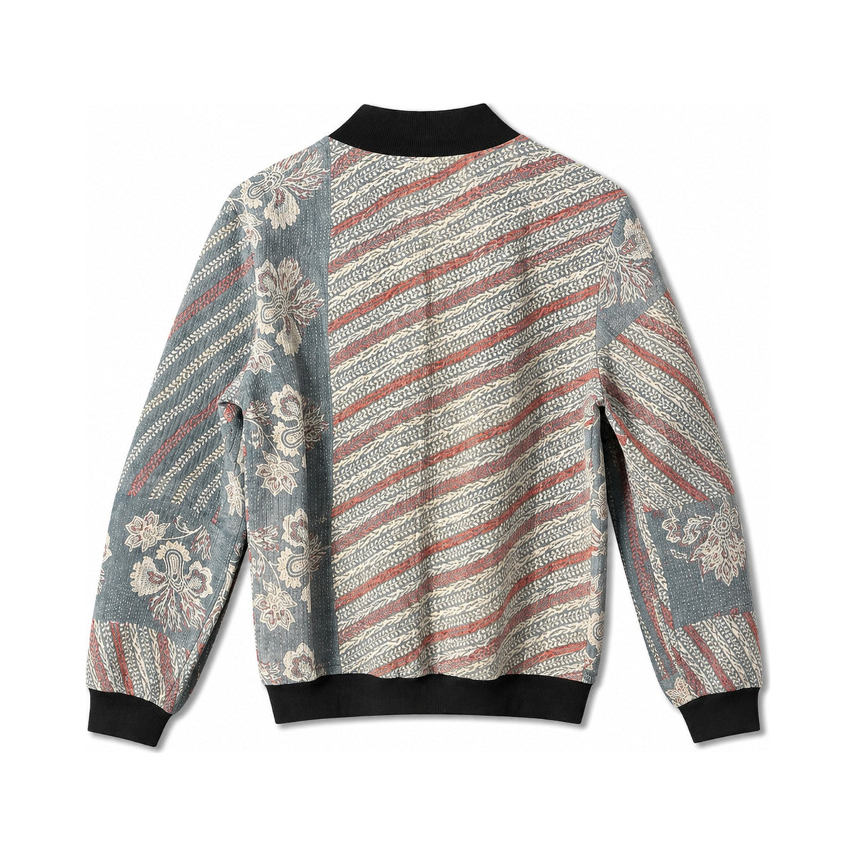 MEN'S Reversible Kantha Bomber - Munir - S — reversible side back, flat product shot on white