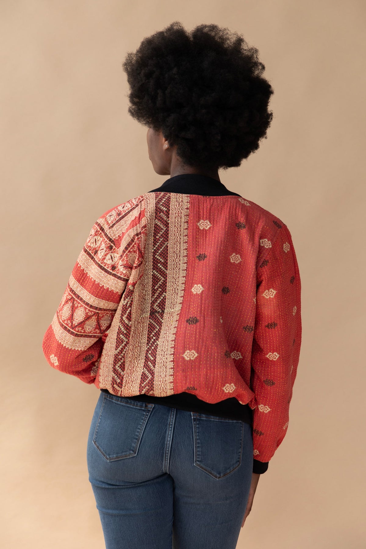 Nadia Reversible Kantha Bomber - S — back