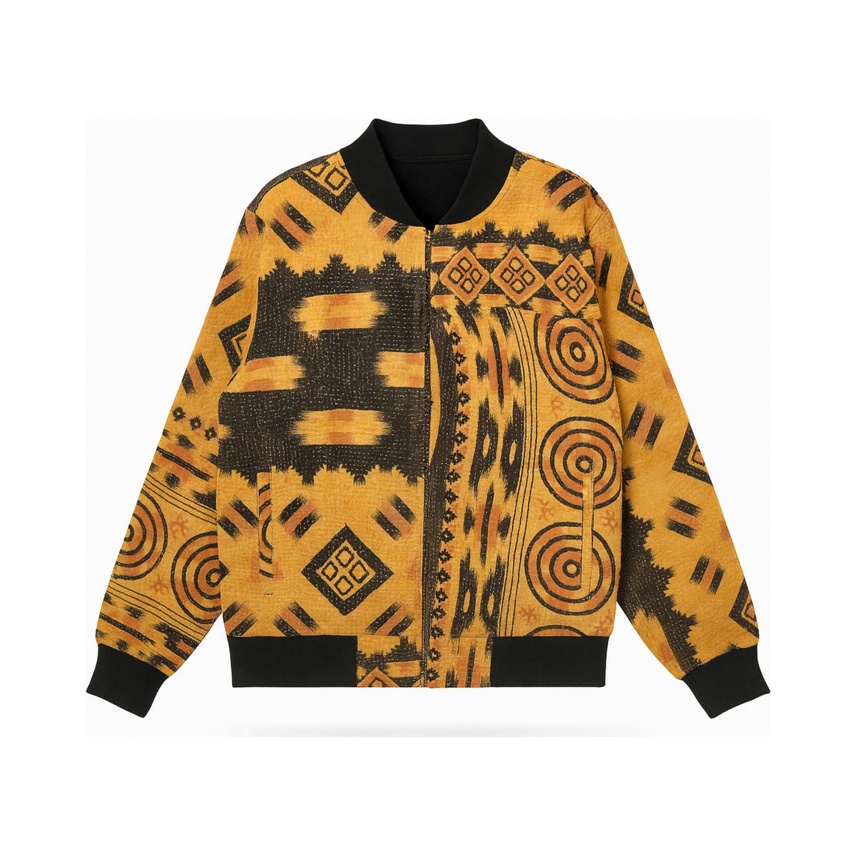 MEN'S Reversible Kantha Bomber - Nadir - M — main side front, flat product shot on white