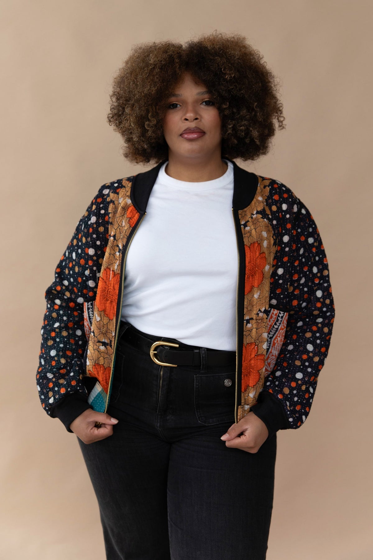Nayantara Reversible Kantha Bomber - XL — front