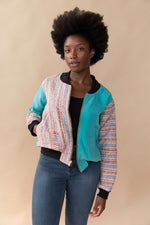 Nila Reversible Kantha Bomber - L — reversible side, back 4
