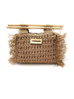 NISA | Handwoven Rectangular Raffia Hand Bag with Wooden Handles - Transcend 1