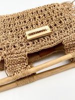 NISA | Handwoven Rectangular Raffia Hand Bag with Wooden Handles - Transcend 6