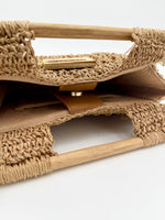NISA | Handwoven Rectangular Raffia Hand Bag with Wooden Handles - Transcend 7