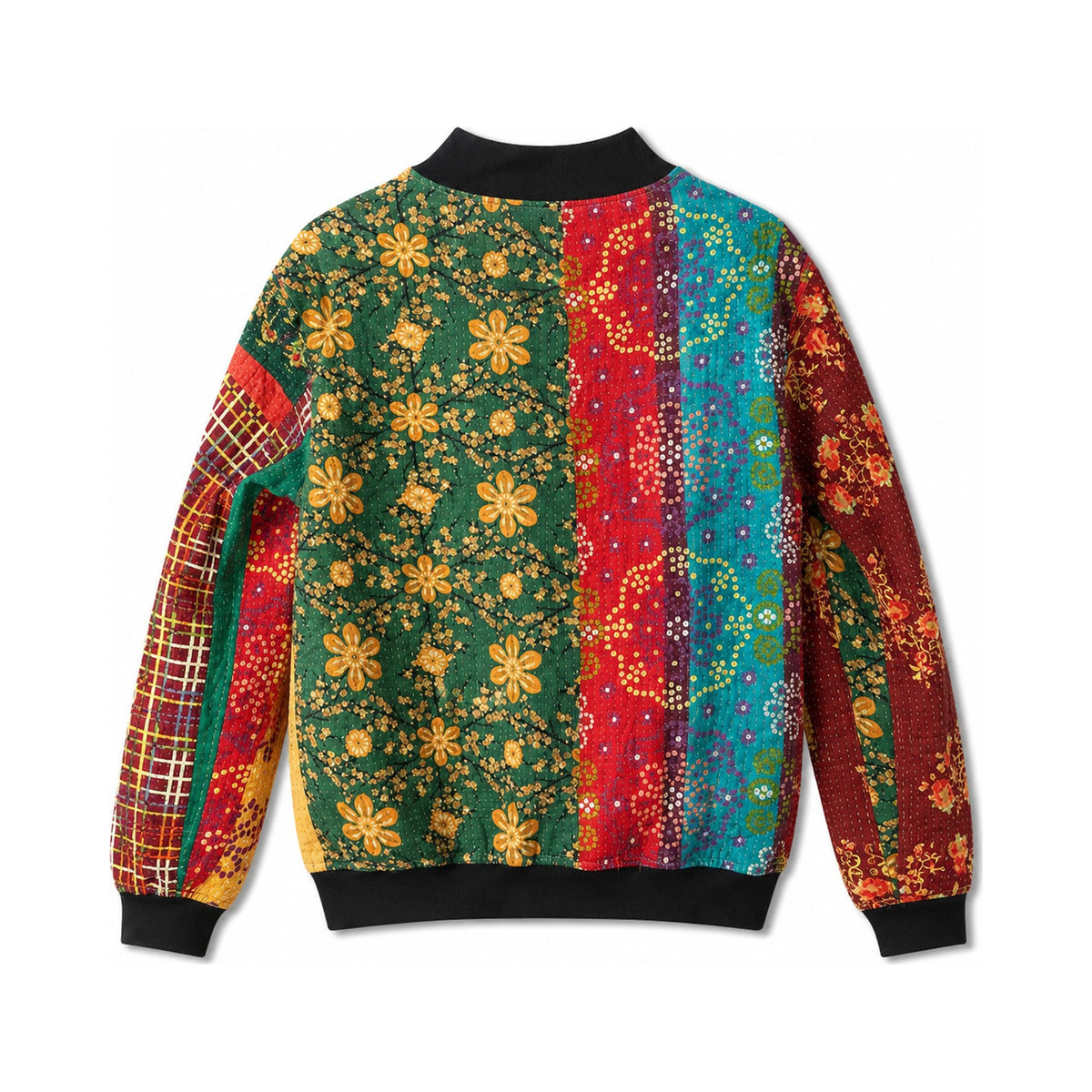 MEN'S Reversible Kantha Bomber - Parvez - M — main side back, flat product shot on white