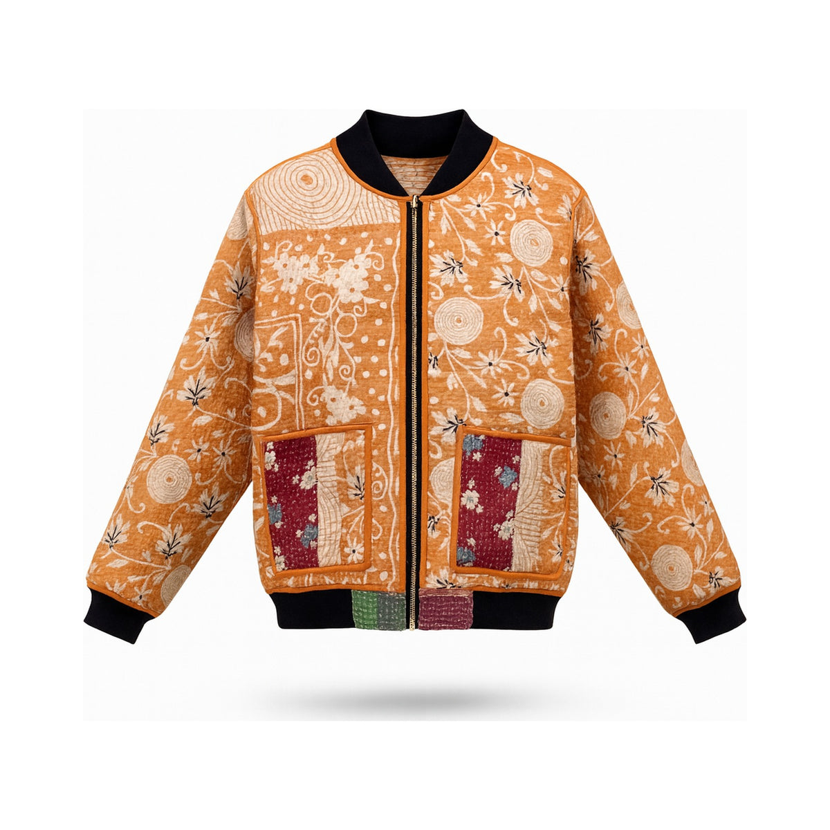 MEN'S Reversible Kantha Bomber - Rayan - M — main side front, flat product shot on white