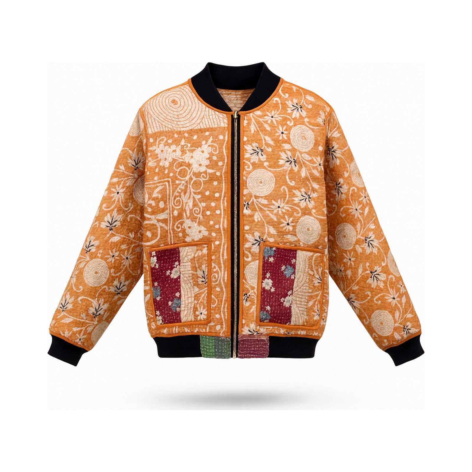 MEN'S Reversible Kantha Bomber - Rayan - M — main side front, flat product shot on white