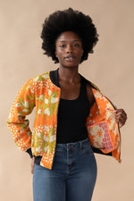 Rina Reversible Kantha Bomber - M — reversible side, front 2