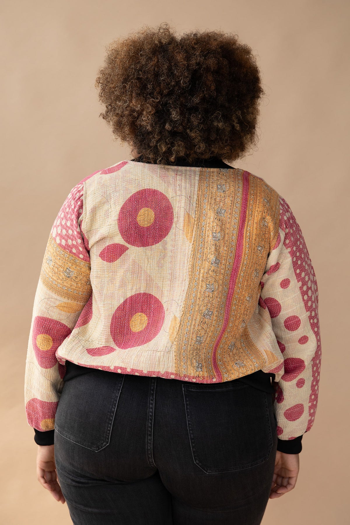 Riya Reversible Kantha Bomber - L — back