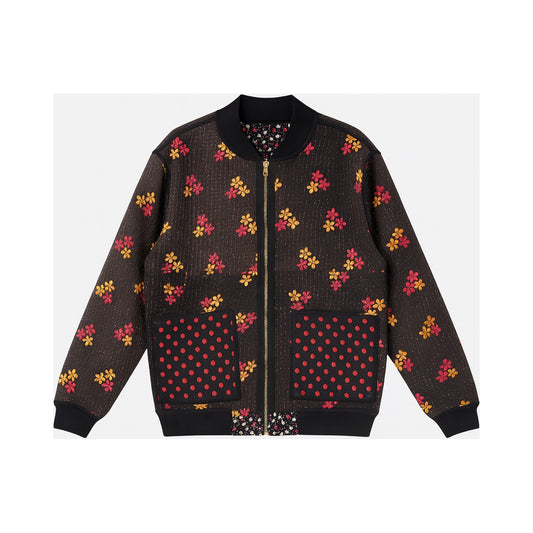 MEN'S Reversible Kantha Bomber - Rumi - M — main side front, flat product shot on white