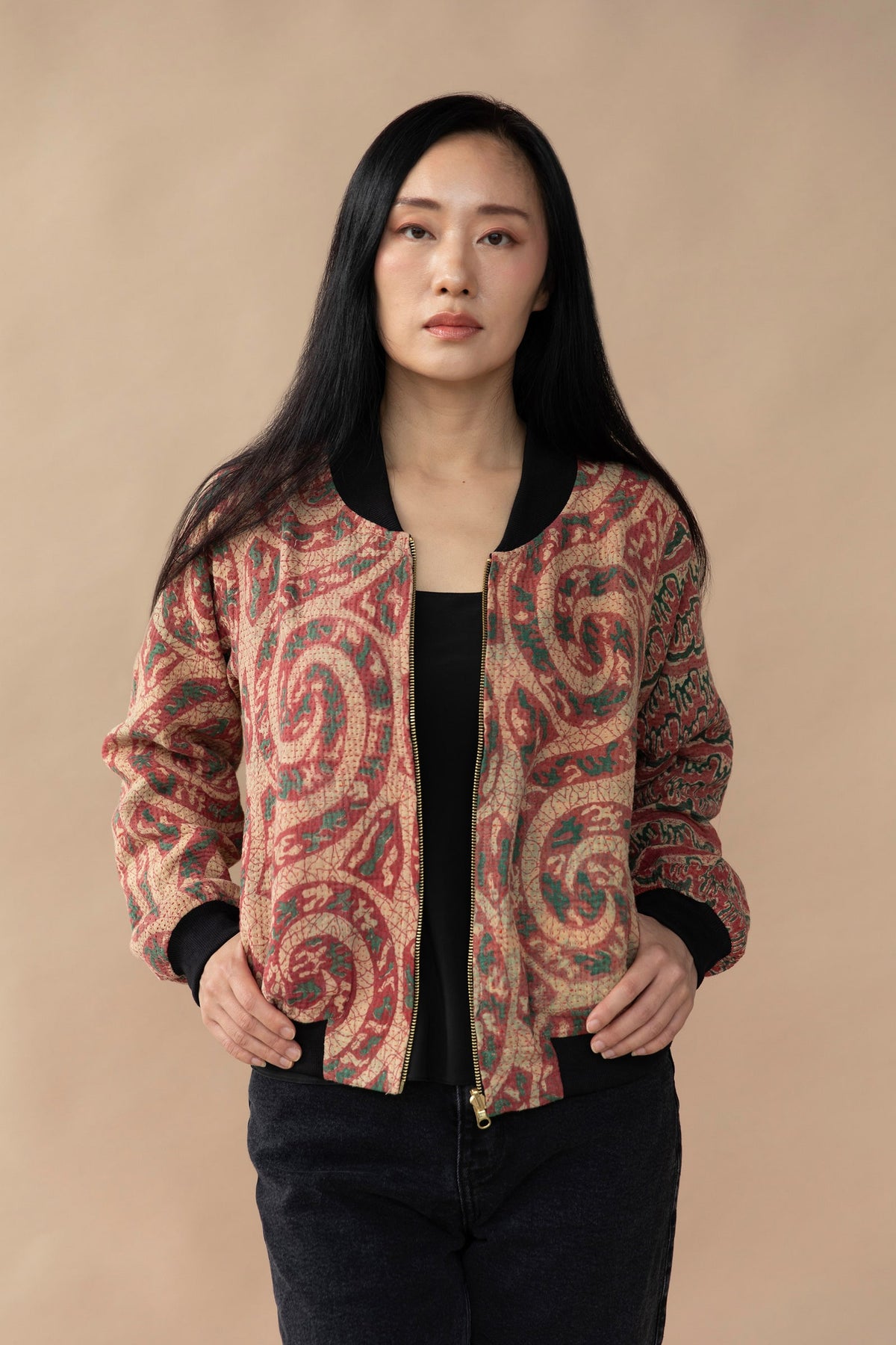Saira Reversible Kantha Bomber - M — front