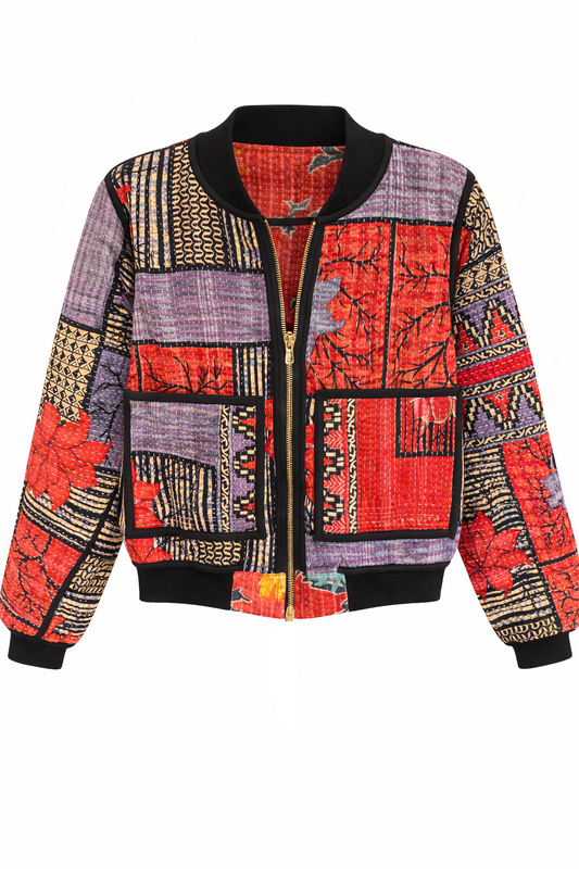 Salma Reversible Kantha Bomber - XS