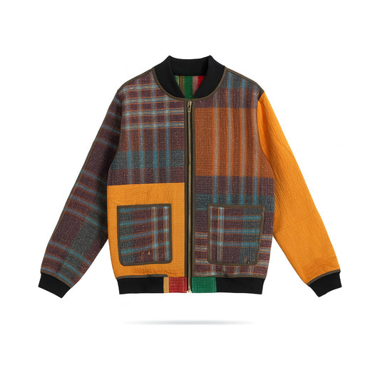 MEN'S Reversible Kantha Bomber - Sami - M — main side front, flat product shot on white