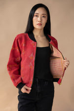 Sana Reversible Kantha Bomber - S — front 1