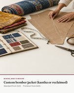 Custom bomber jacket (kantha or reclaimed) — Transcend service 1