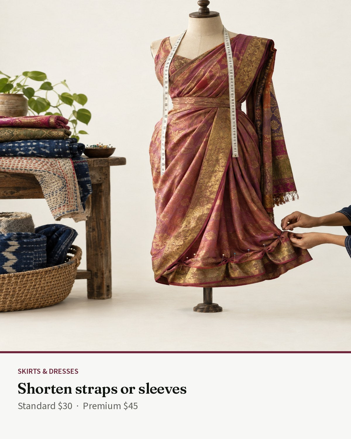 Skirts — Shorten straps or sleeves — Transcend service