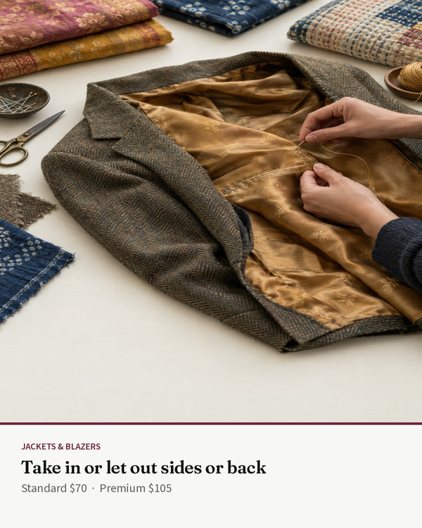 Jackets — Take in or let out sides or back — Transcend service
