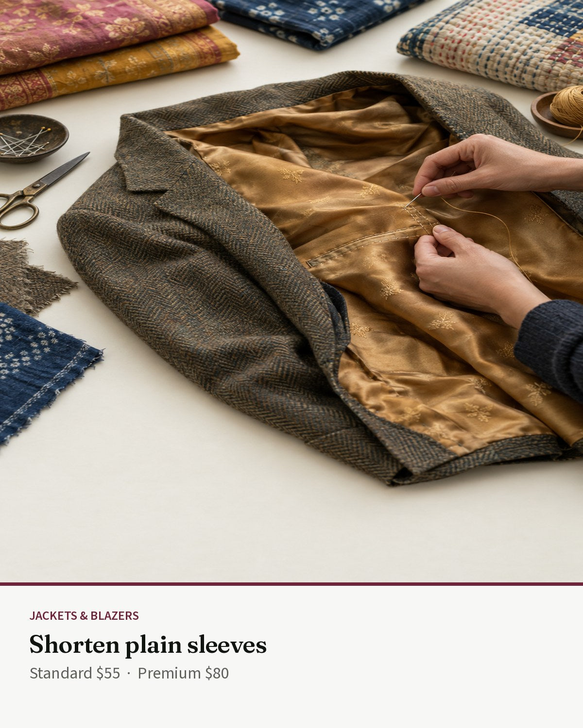 Jackets — Shorten plain sleeves — Transcend service