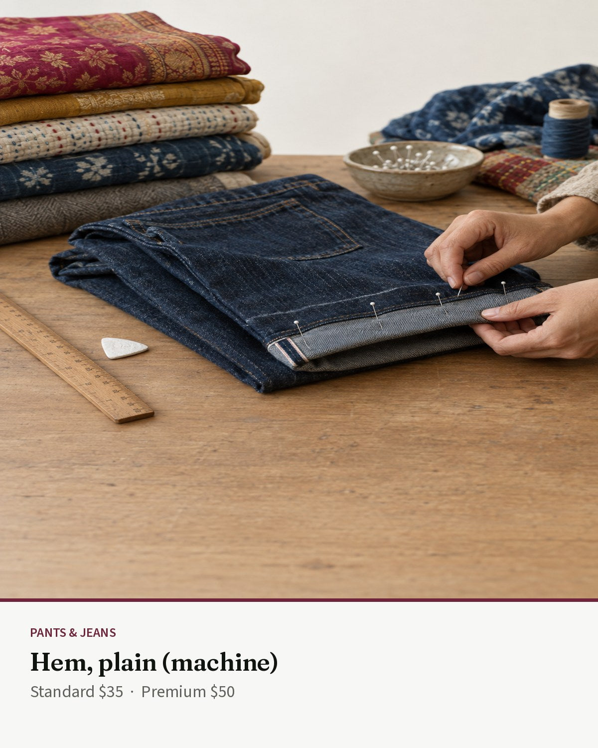 Pants — Hem, plain (machine) — Transcend service