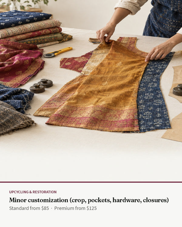Minor customization (crop, pockets, hardware, closures) — Transcend service