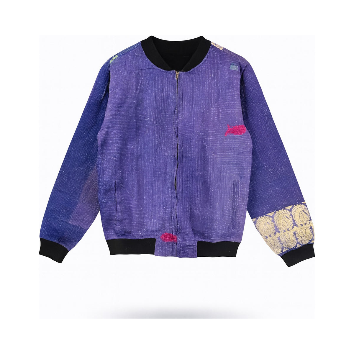MEN'S Reversible Kantha Bomber - Siraj - M — main side front, flat product shot on white