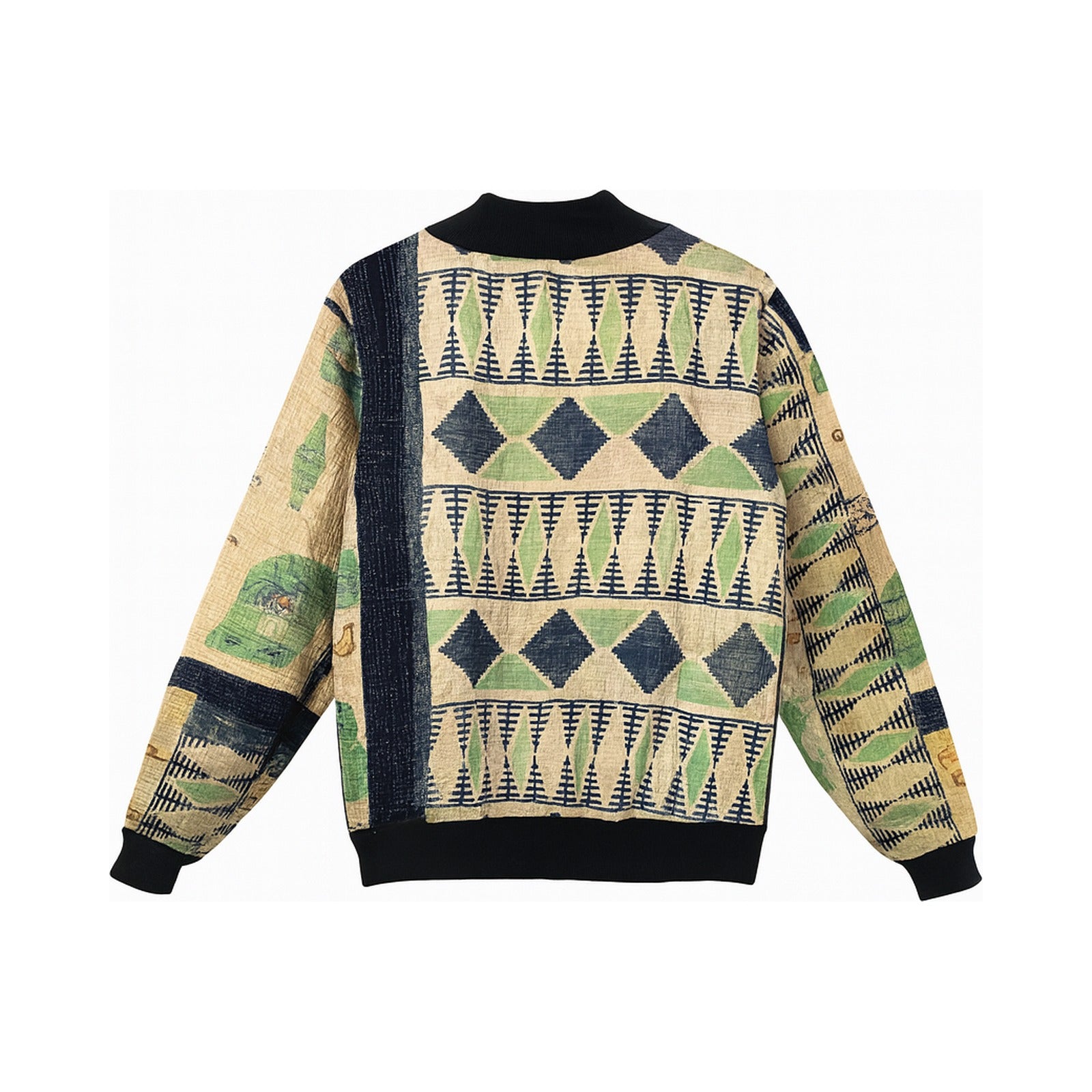 MEN'S Reversible Kantha Bomber - Siraj - M — reversible side back, flat product shot on white