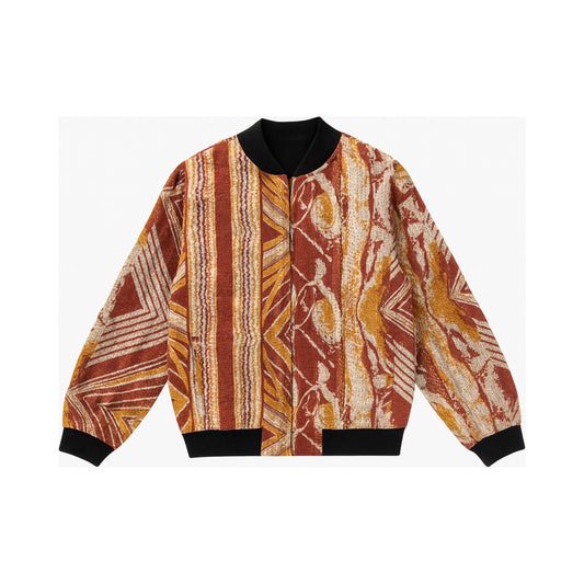 MEN'S Reversible Kantha Bomber - Sorrel - M — main side front, flat product shot on white