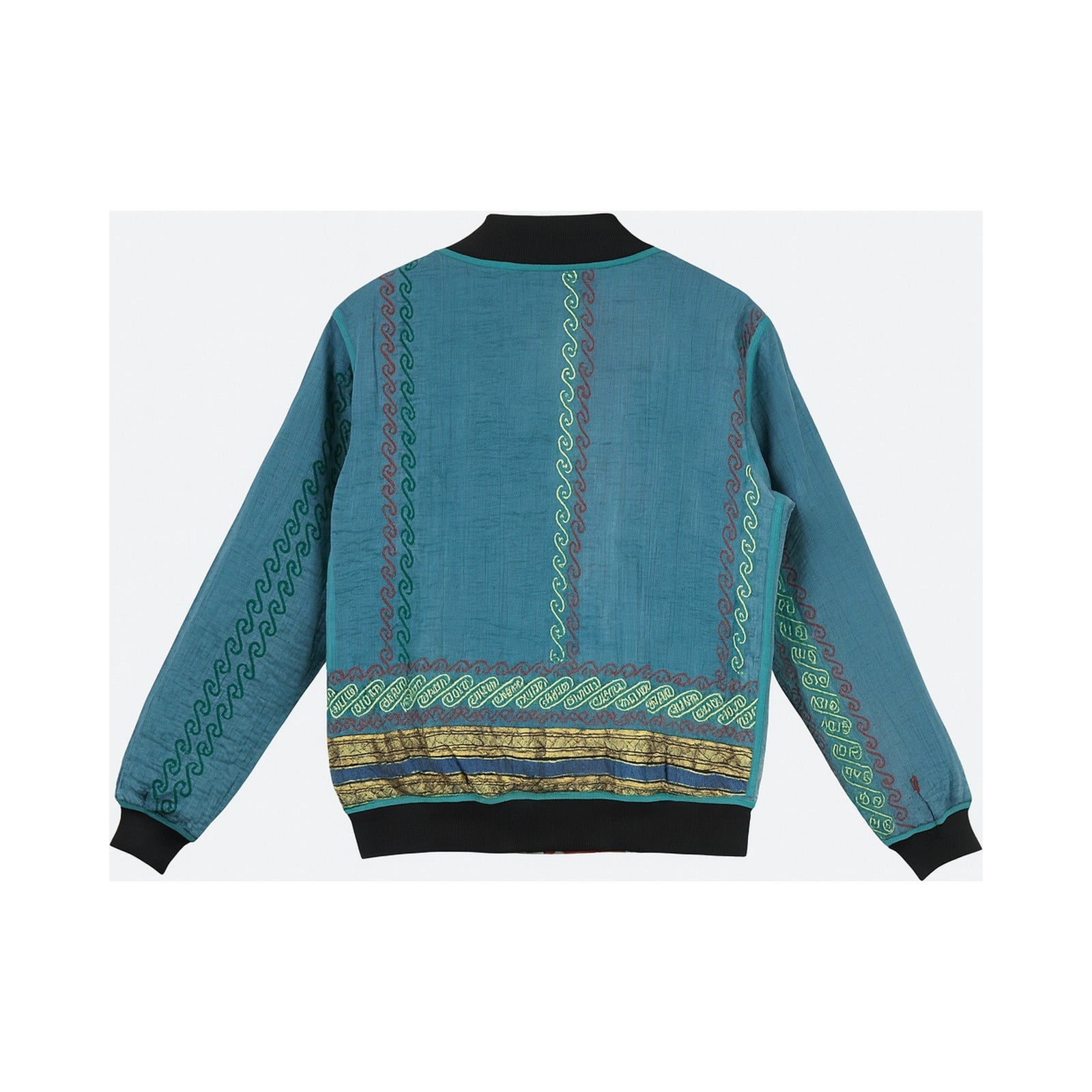 MEN'S Reversible Kantha Bomber - Sorrel - M — reversible side back, flat product shot on white