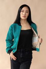 Tara Reversible Kantha Bomber - S — reversible side, front 2