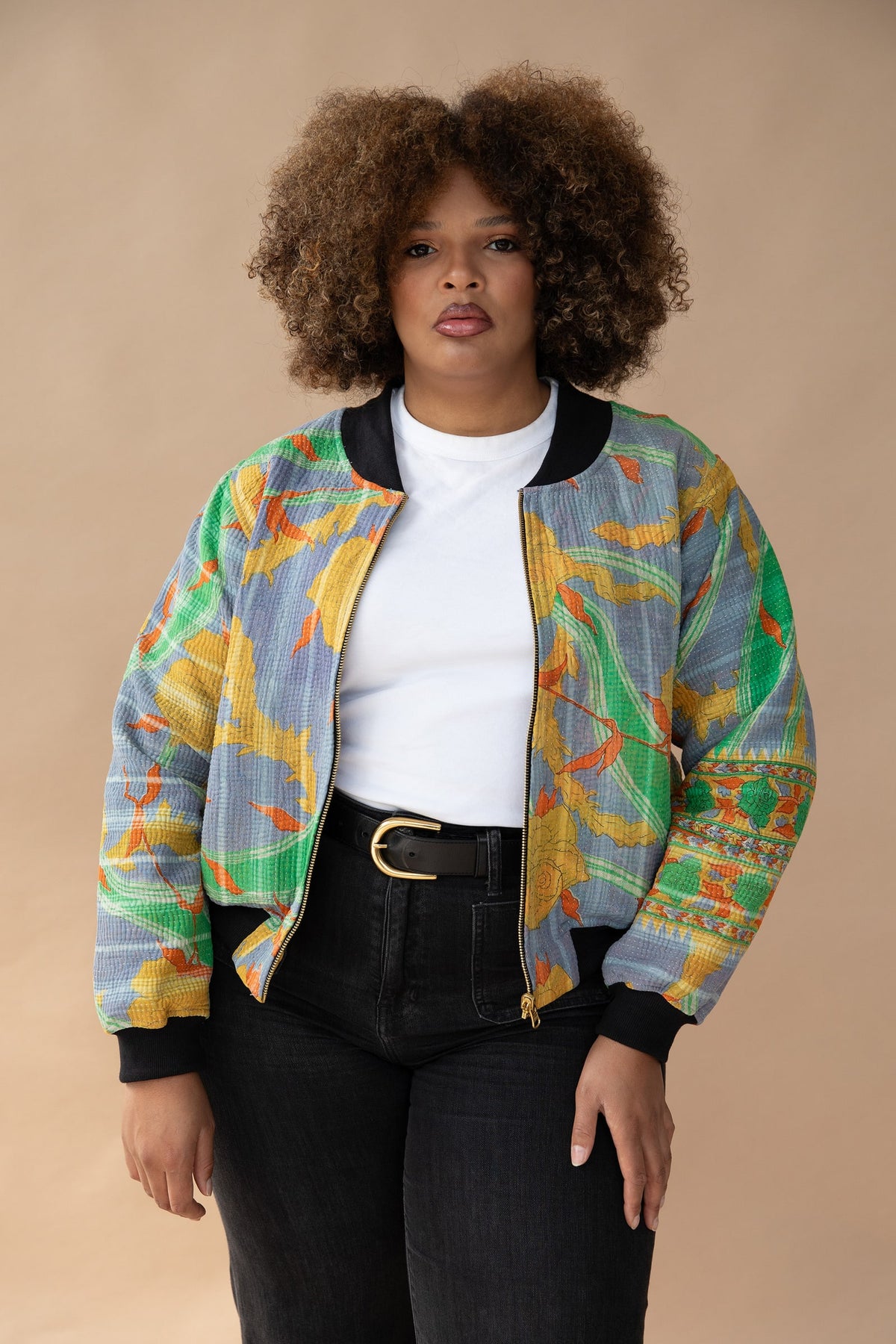 Uma Reversible Kantha Bomber - L — front