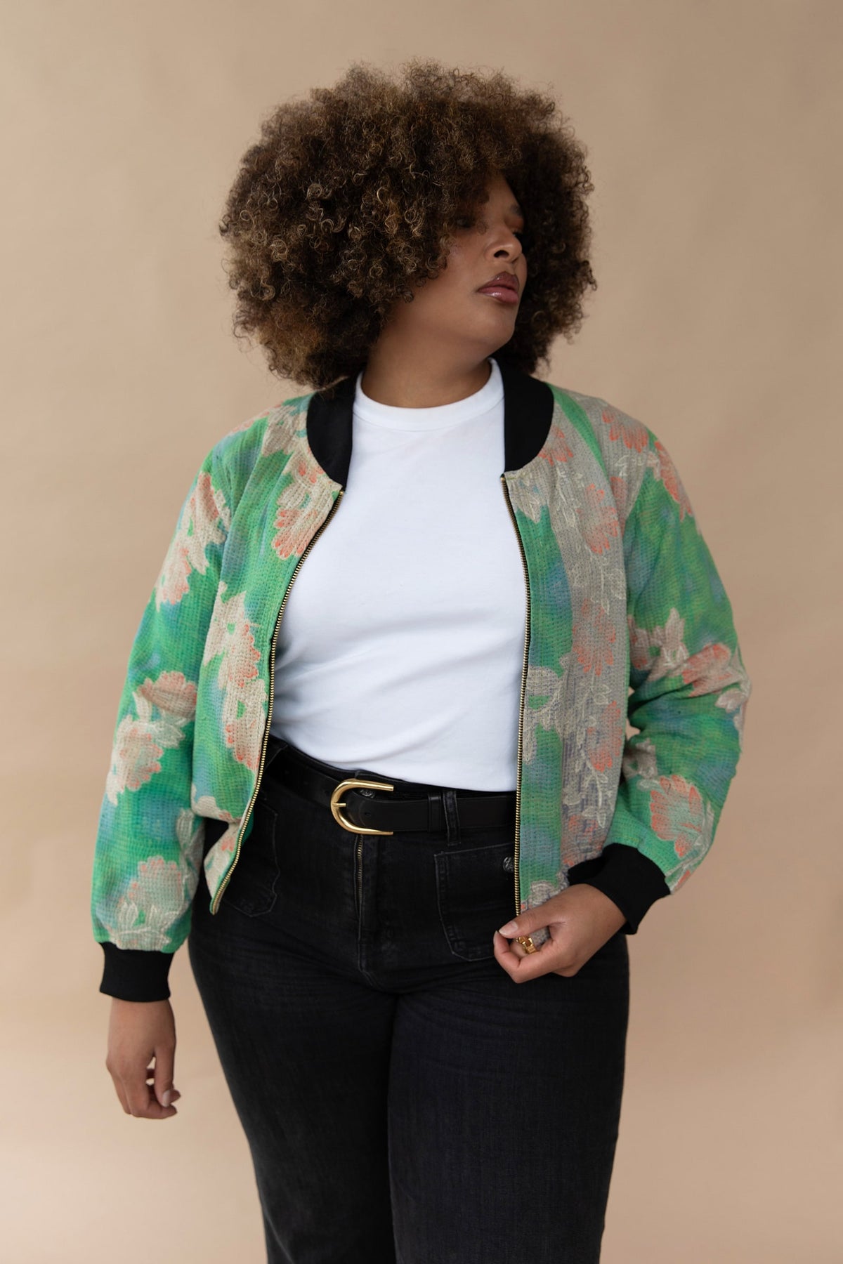 Yara Reversible Kantha Bomber - M — reversible side, back