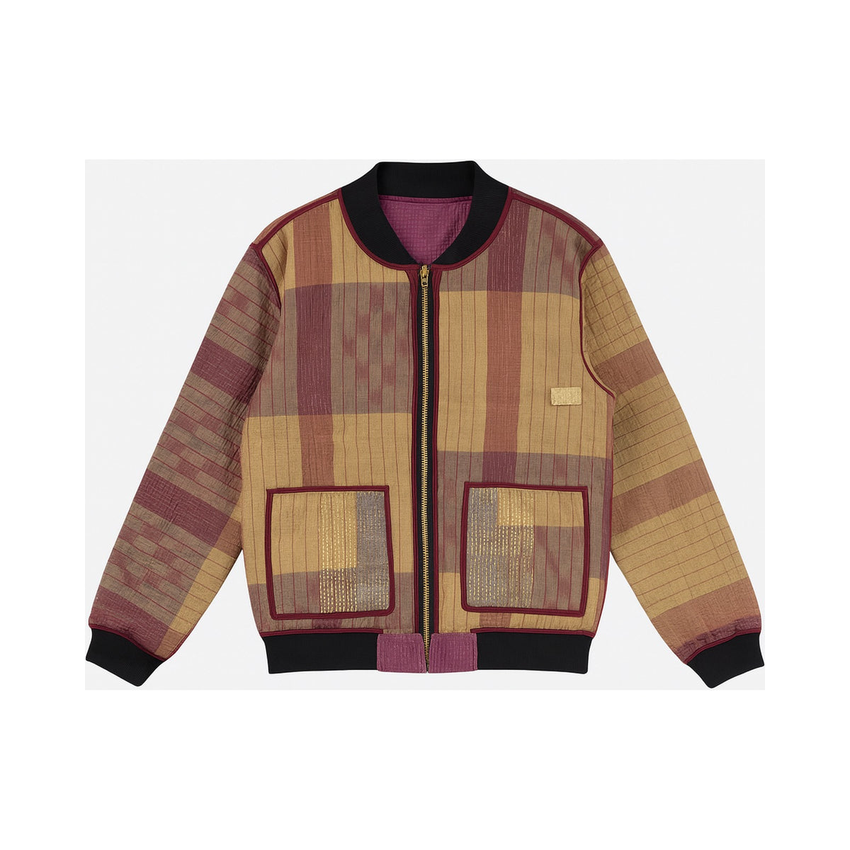 MEN'S Reversible Kantha Bomber - Zayn - M — main side front, flat product shot on white