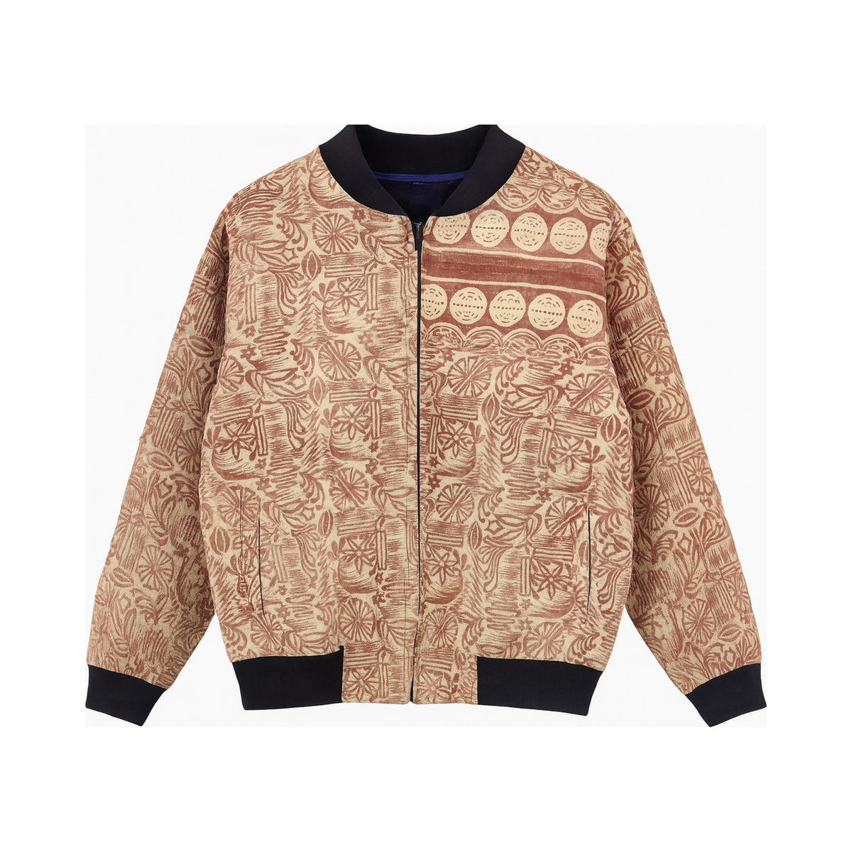 MEN'S Reversible Kantha Bomber - Zoray - M — main side front, flat product shot on white