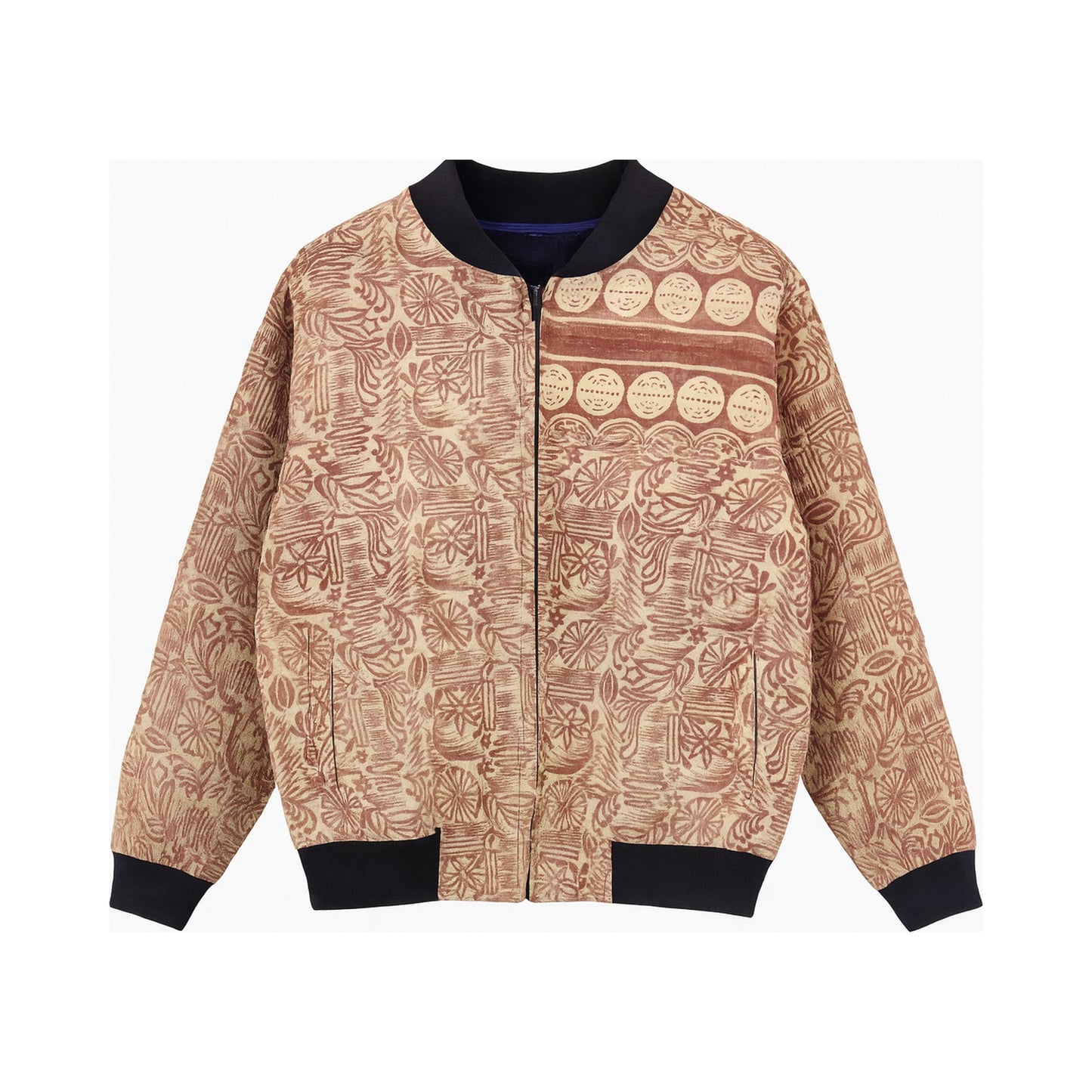 MEN'S Reversible Kantha Bomber - Zoray - M — main side front, flat product shot on white