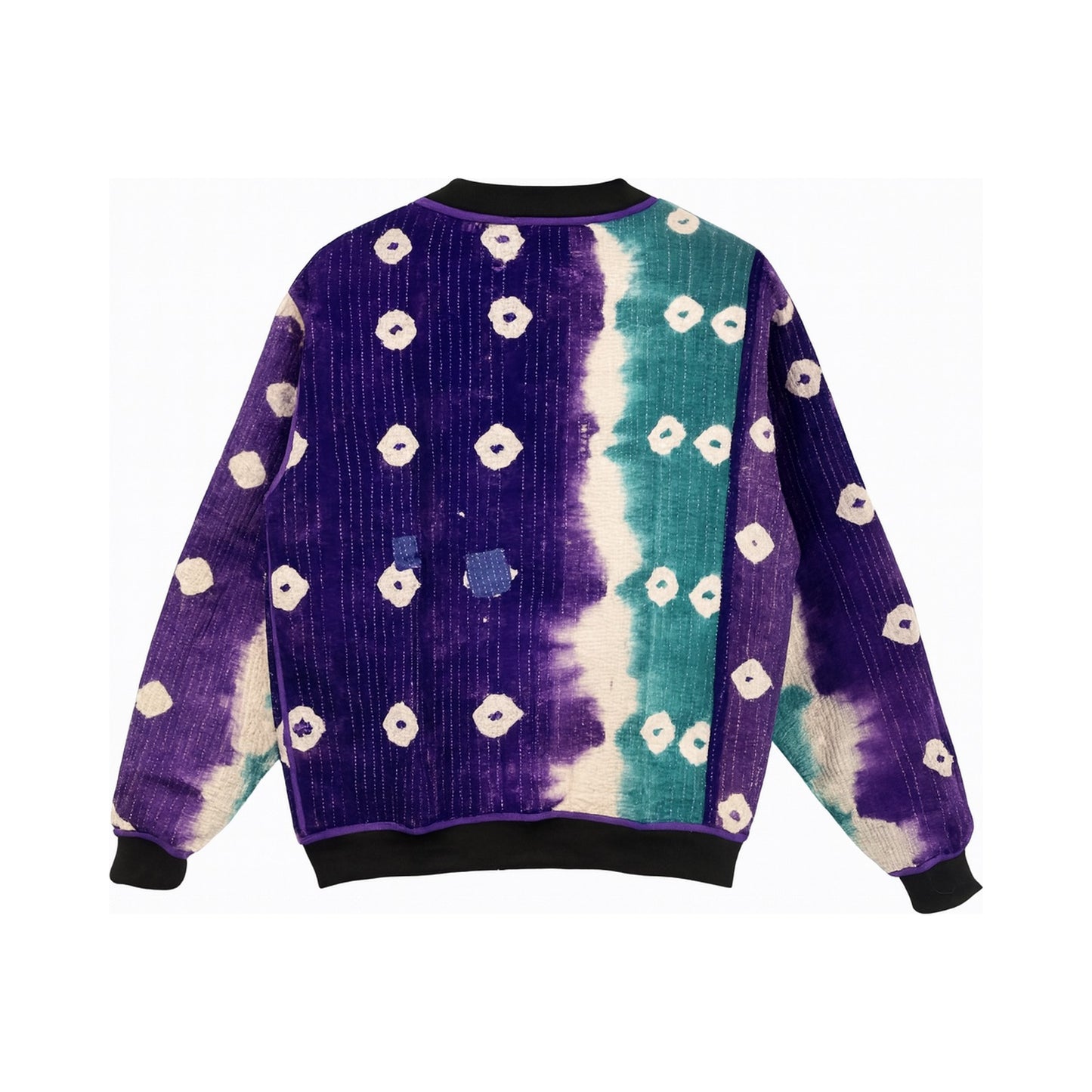 MEN'S Reversible Kantha Bomber - Zoray - M — reversible side back, flat product shot on white
