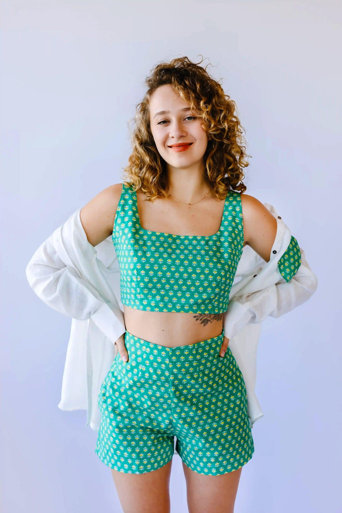 Block print cotton shorts - Transcend