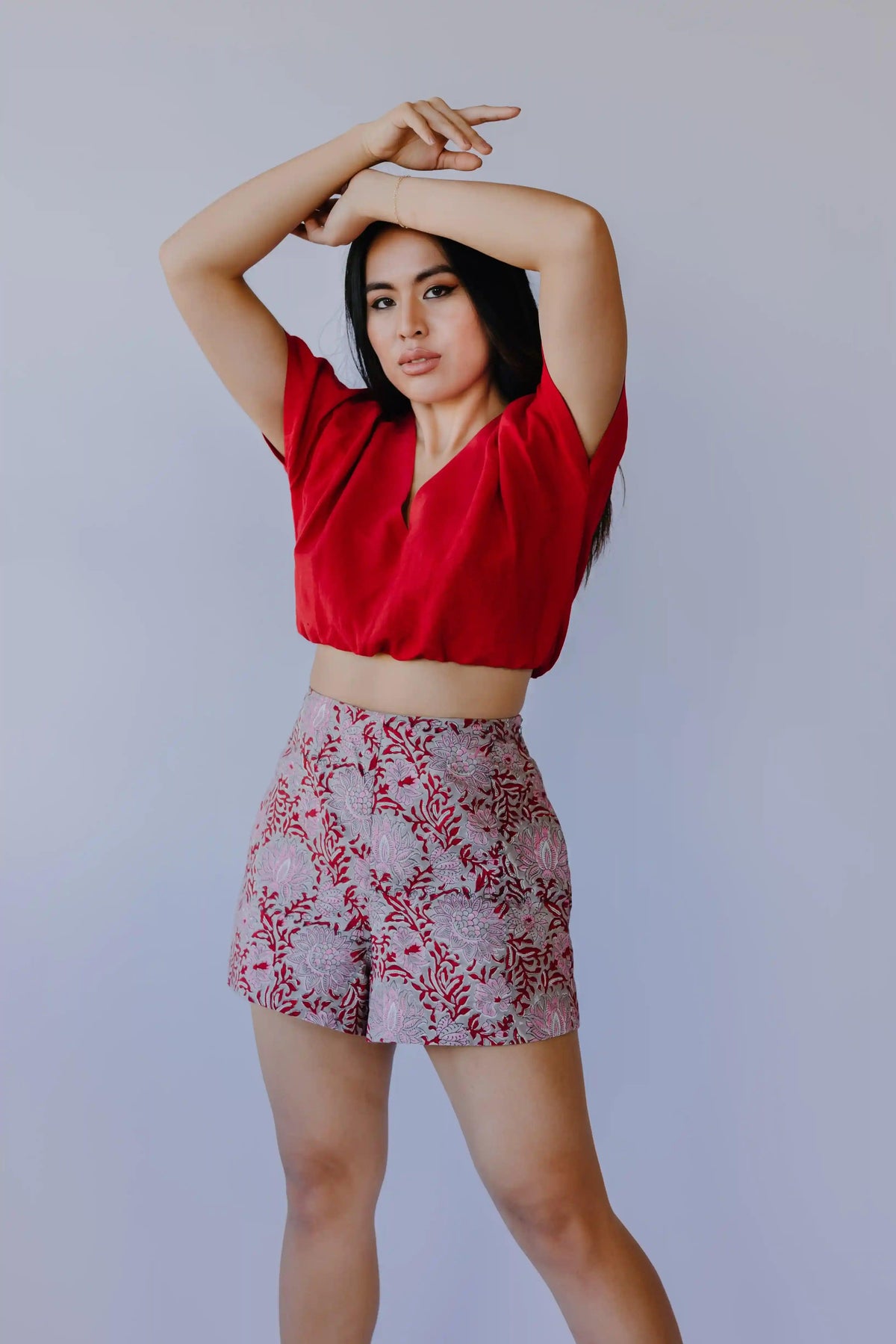 Block print cotton shorts - Transcend